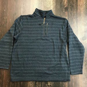 MOUNTAIN CLUB Fleece Sweater XL Striped Half Zip Outdoor Pullover Heather Blue